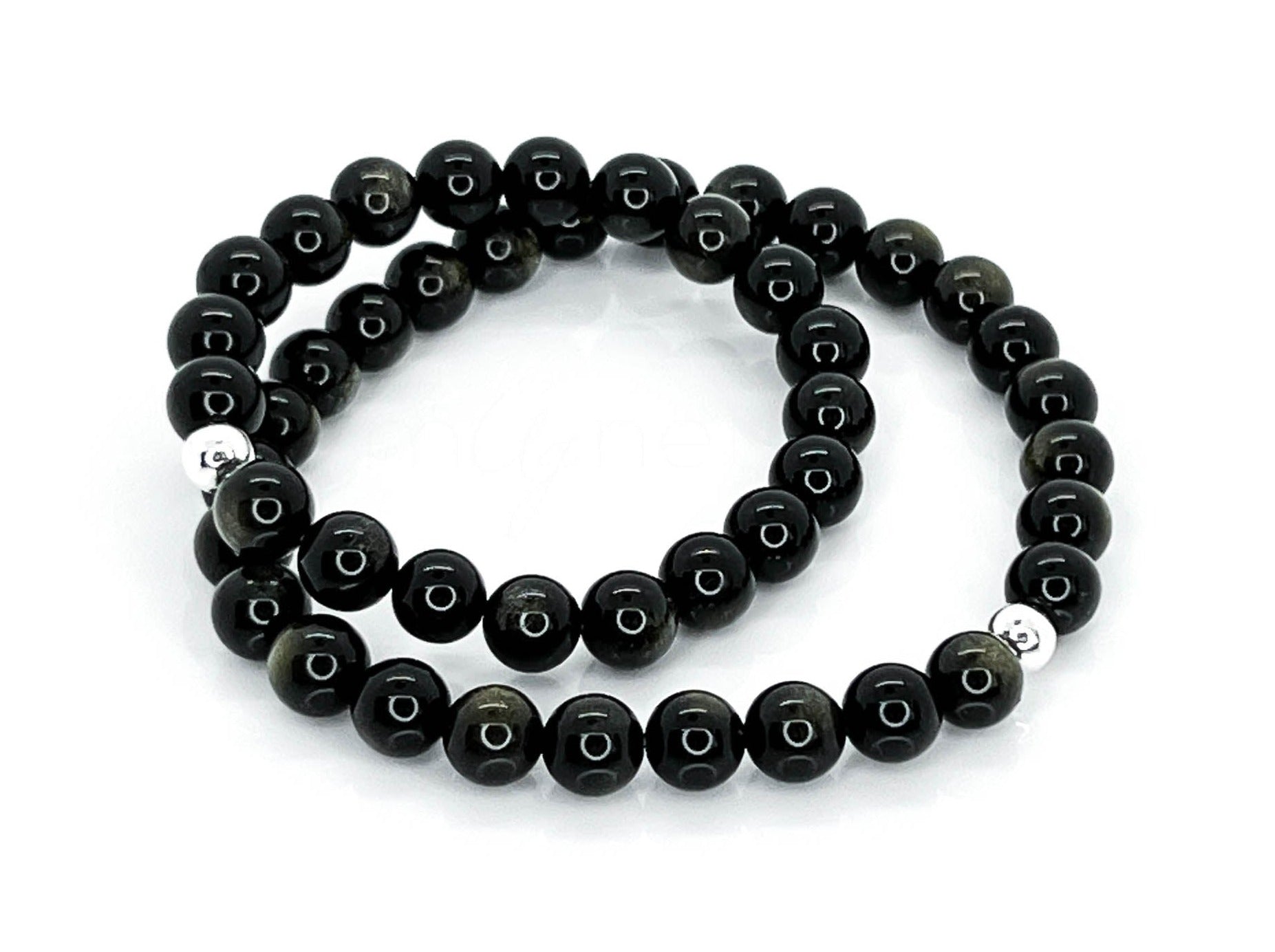 King Baby 8mm Black Obsidian Bracelet with Logo Ring
