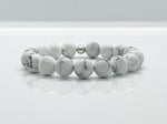 10mm Natural Howlite & Sterling Silver Beaded Bracelet - image 1