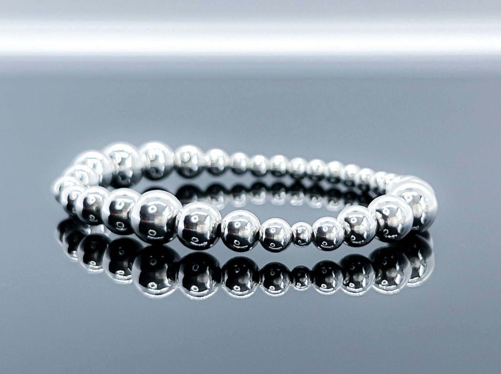 8mm Sterling Silver Beaded Bracelet