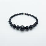 4mm-10mm Black Tourmaline + Sterling Silver Beaded Bracelet 