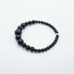 4mm-10mm Black Tourmaline + Sterling Silver Beaded Bracelet 