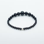 4mm-10mm Black Tourmaline + Sterling Silver Beaded Bracelet 