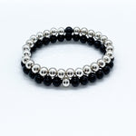 6mm Black Onyx + Sterling Silver Beaded Stretch Bracelet Stack  - image 3