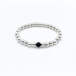 6mm Black Onyx + Sterling Silver Beaded Stretch Bracelet Stack  - image 4