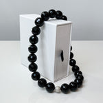 16mm Black Onyx + Sterling Silver Beaded Choker Necklace