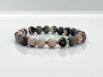 8mm Pink Zebra Jasper & 925 Silver Beaded Bracelet 2