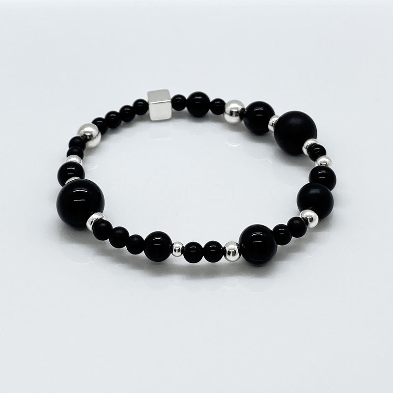 Black Onyx + Sterling Silver Chic Shapes Bracelet