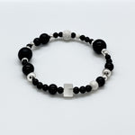 Black Onyx + Sterling Silver Chic Shapes Bead Bracelet