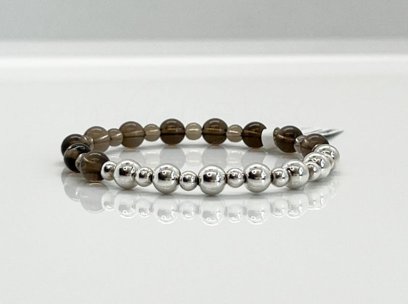 Smoky Quartz & 925 Silver Bracelets - Root Chakra Healing Crystal Beaded Bracelets 1