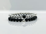 8mm Matte Black Onyx & Sterling Silver Beaded Bracelet Stack for Men - image 4