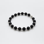 6mm Black Onyx + Sterling Silver Bead Bracelet