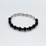 Black Onyx + Sterling Silver Rolling Stones Bead Bracelet