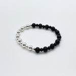 Black Onyx + Sterling Silver Rolling Stones Bead Bracelet