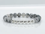 8mm Black Rutilated Quartz & 925 Sterling Silver Bracelet - Aura-Cleansing Healing Crystal Beaded Bracelets 6