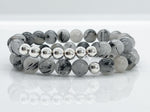 8mm Black Rutilated Quartz & 925 Sterling Silver Bracelet - Aura-Cleansing Healing Crystal Beaded Bracelets 1