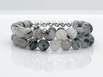 8mm Black Rutilated Quartz & 925 Sterling Silver Bracelet - Aura-Cleansing Healing Crystal Beaded Bracelets 2