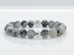 8mm Black Rutilated Quartz & 925 Sterling Silver Bracelet - Aura-Cleansing Healing Crystal Beaded Bracelets 3