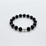 8mm Black Tourmaline + Sterling Silver Beaded Bracelet or Anklet 