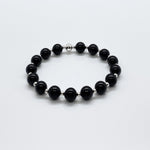 8mm Black Tourmaline + Sterling Silver Beaded Bracelet or Anklet 