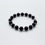 8mm Black Tourmaline + Sterling Silver Beaded Bracelet or Anklet 