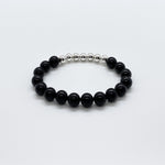 8mm Black Tourmaline + Sterling Silver Bracelet or Anklet