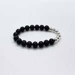 8mm Black Tourmaline + Sterling Silver Bracelet or Anklet