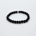 6mm Black Tourmaline + Sterling Silver Bead Bracelet or Anklet