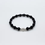 Black Tourmaline + Sterling Silver Bead Bracelet or Anklet