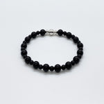 Black Tourmaline + Sterling Silver Bead Bracelet or Anklet