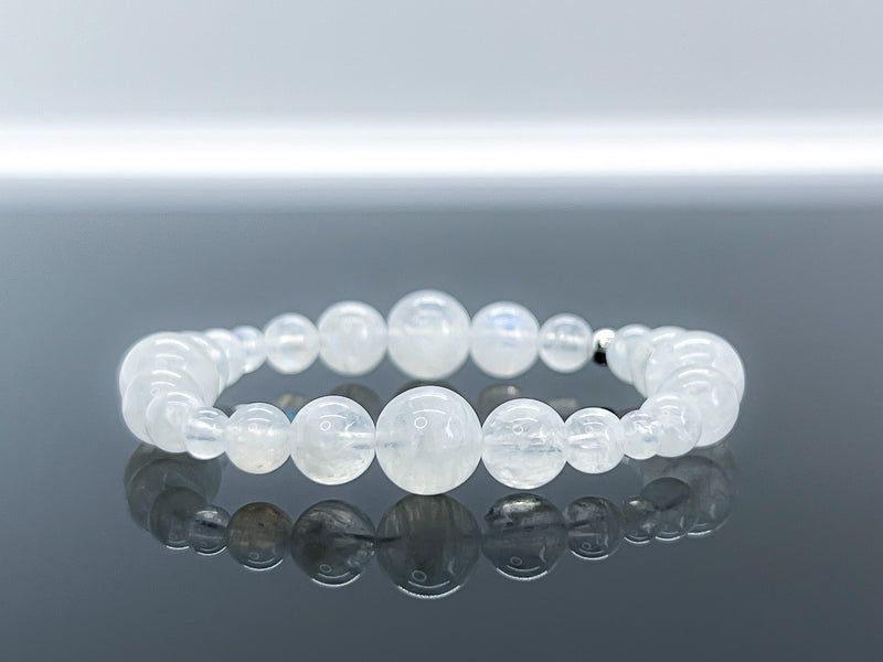 Blue Moonstone & 925 Silver "Rolling Stones" Bracelet - Crown Chakra Healing Crystal Bracelets 1