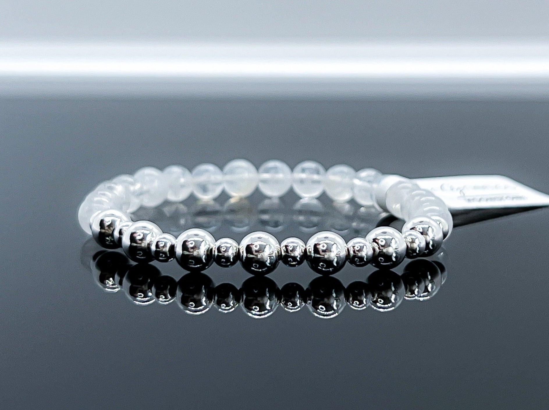 Natural Blue Light Moonstone Crystal Clear Round Beads Bracelet Suitable  for Women Men 6mm 7mm 8mm 9mm 10mm (Gem Color : 9mm)