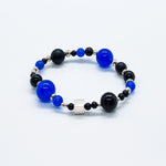 Black & Blue Onyx Sterling Silver Chic Shapes Bead Bracelet