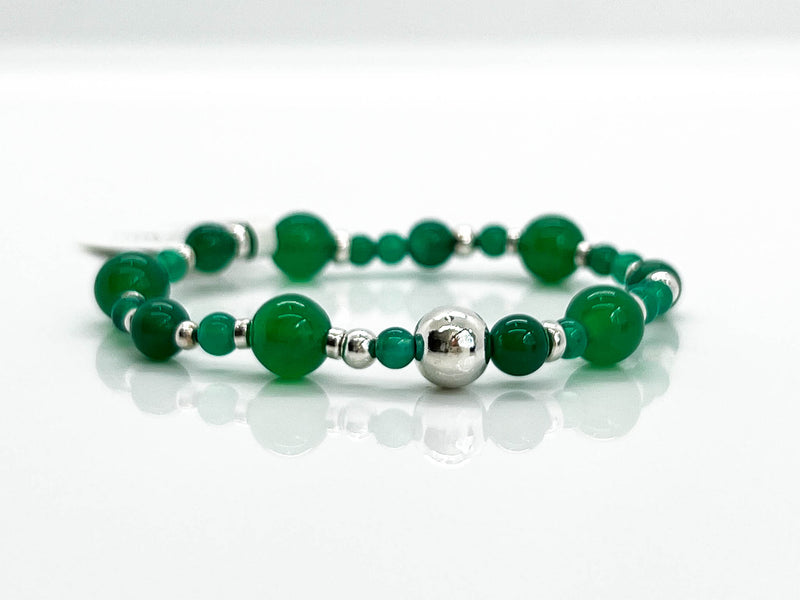 Green Onyx + 925 Sterling Silver "Chic Shapes" Beaded Bracelet