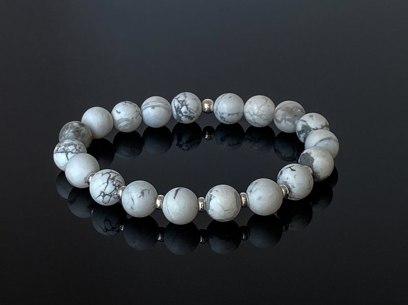 10mm Howlite & Sterling Silver Bracelet - image 1