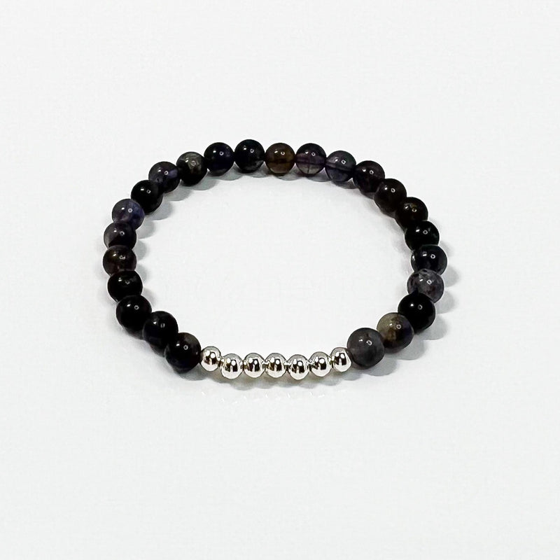 Iolite + Sterling Silver Beaded Bracelet