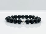 Black Onyx, Lava Rock & Sterling Silver Beaded Bracelet For Men - image 2