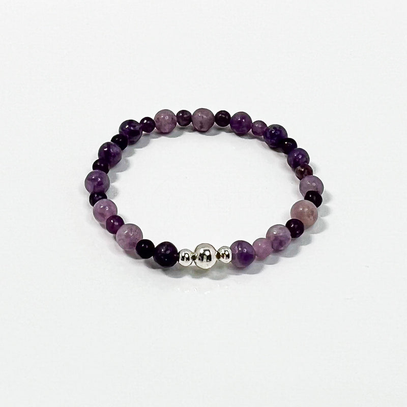 Lepidolite + Sterling Silver Bracelet