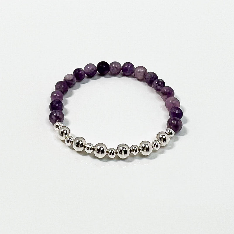 Lepidolite + Sterling Silver Bracelet