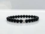 8mm Natural Black Onyx + Sterling Silver Beaded Bracelet For Men - image 1