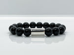 12mm Black Onyx & Sterling Silver Cylinder Beaded Bracelet For Men - image 3