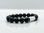 12mm Black Onyx & Sterling Silver Cylinder Beaded Bracelet For Men - image 2