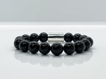 12mm Black Onyx & Sterling Silver Cylinder Beaded Bracelet For Men - image 4