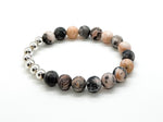 8mm Pink Zebra Jasper & 925 Silver Beaded Bracelet 2