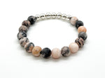 8mm Pink Zebra Jasper & 925 Silver Beaded Bracelet 3