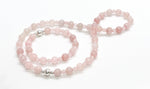 Rose Quartz & 925 Silver Rolling Stones Necklace - LOVE Heart Chakra Healing Crystal Beaded Necklace 2