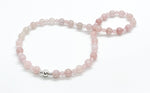 Rose Quartz & 925 Silver Rolling Stones Necklace - LOVE Heart Chakra Healing Crystal Beaded Necklace 1