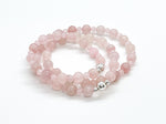 Rose Quartz & 925 Silver Rolling Stones Necklace - LOVE Heart Chakra Healing Crystal Beaded Necklace 4