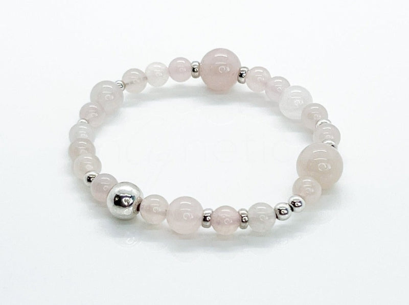 Rose Quartz & 925 Silver Bracelet | LOVE Healing Crystal Beaded Bracelet 