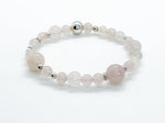 Rose Quartz & Silver "Chic Shapes" Beaded Bracelet