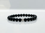 8mm Black Onyx "Smiley" Sterling Silver Beaded Bracelet For Men - image 1